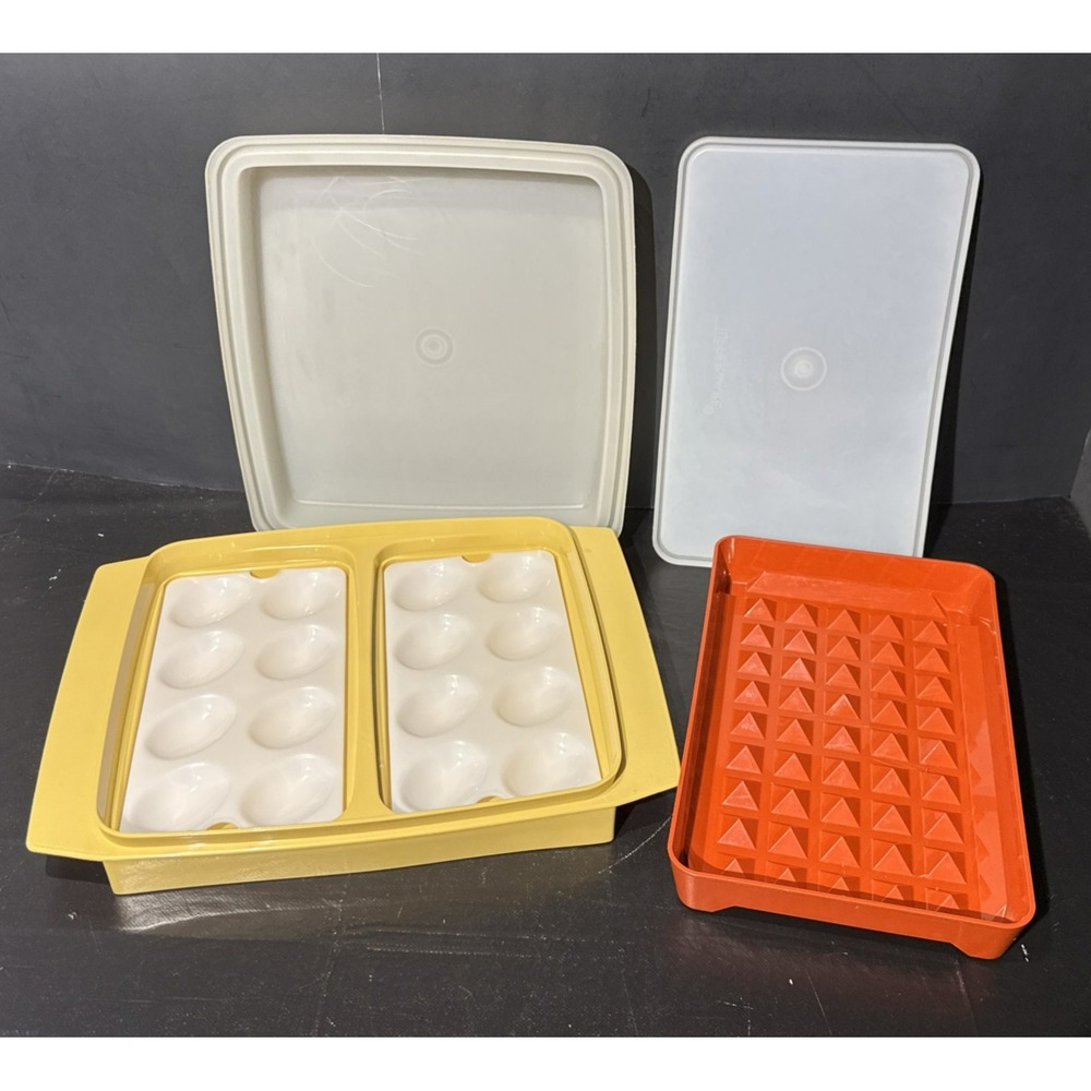 Tupperware Bacon Deli Meat Keeper Deviled Egg Keeper‎